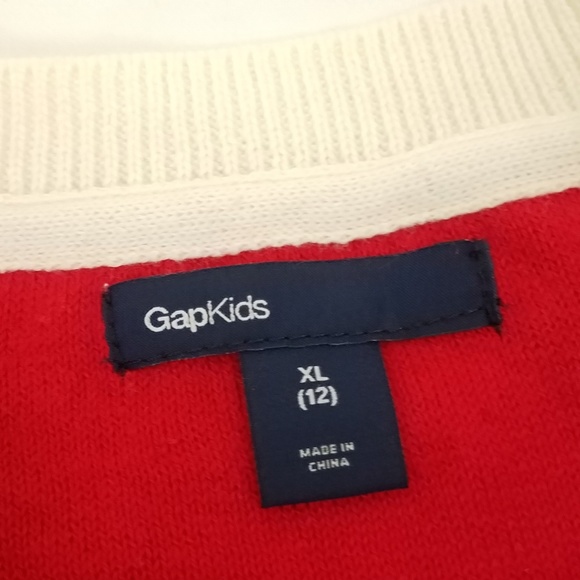 Gap Kids size XL Sequin Heart Sweater Red Ivory - Picture 2 of 8